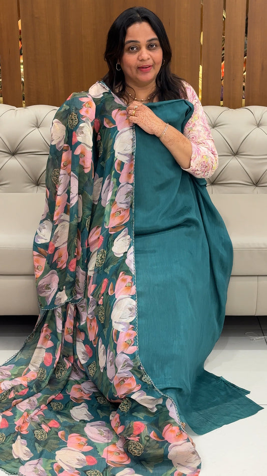 PLATINUM CHIFFON UNSTITCHED SALWAR SUITS - IHA 27449