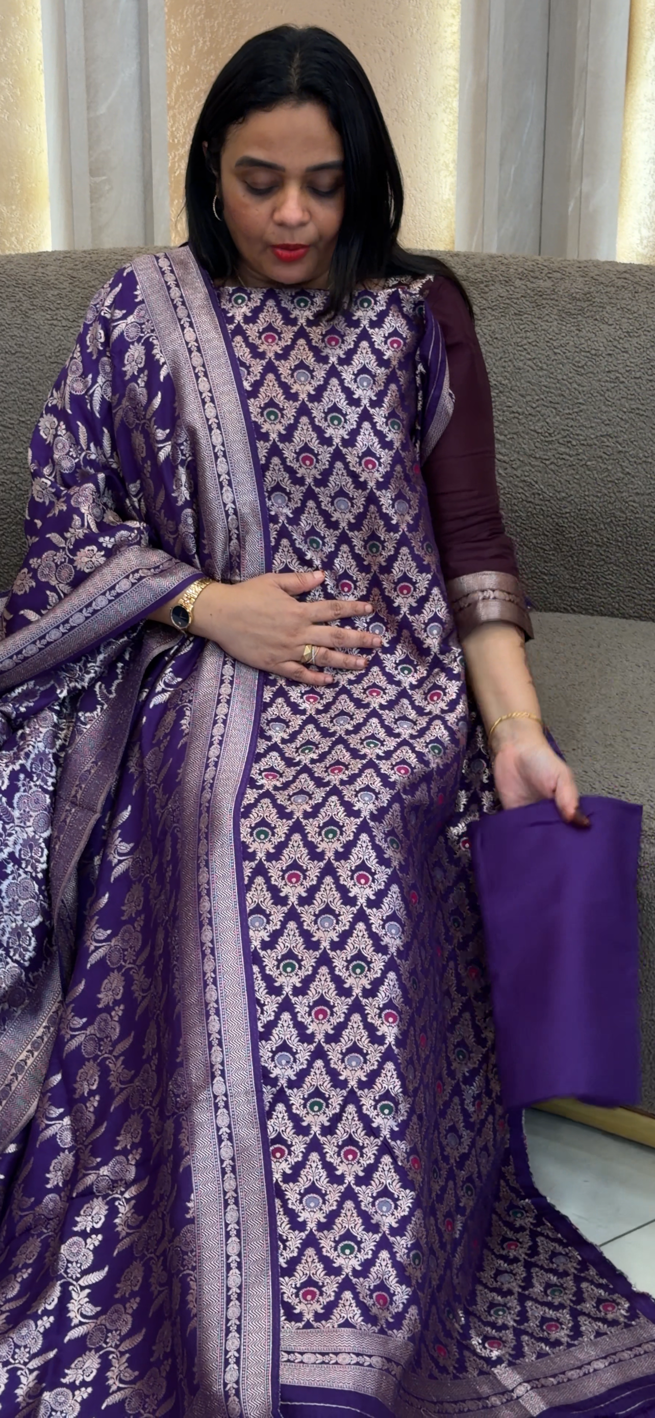 SILK BANARAIS UNSTITCHED SALWAR SUITS - IHA 32992