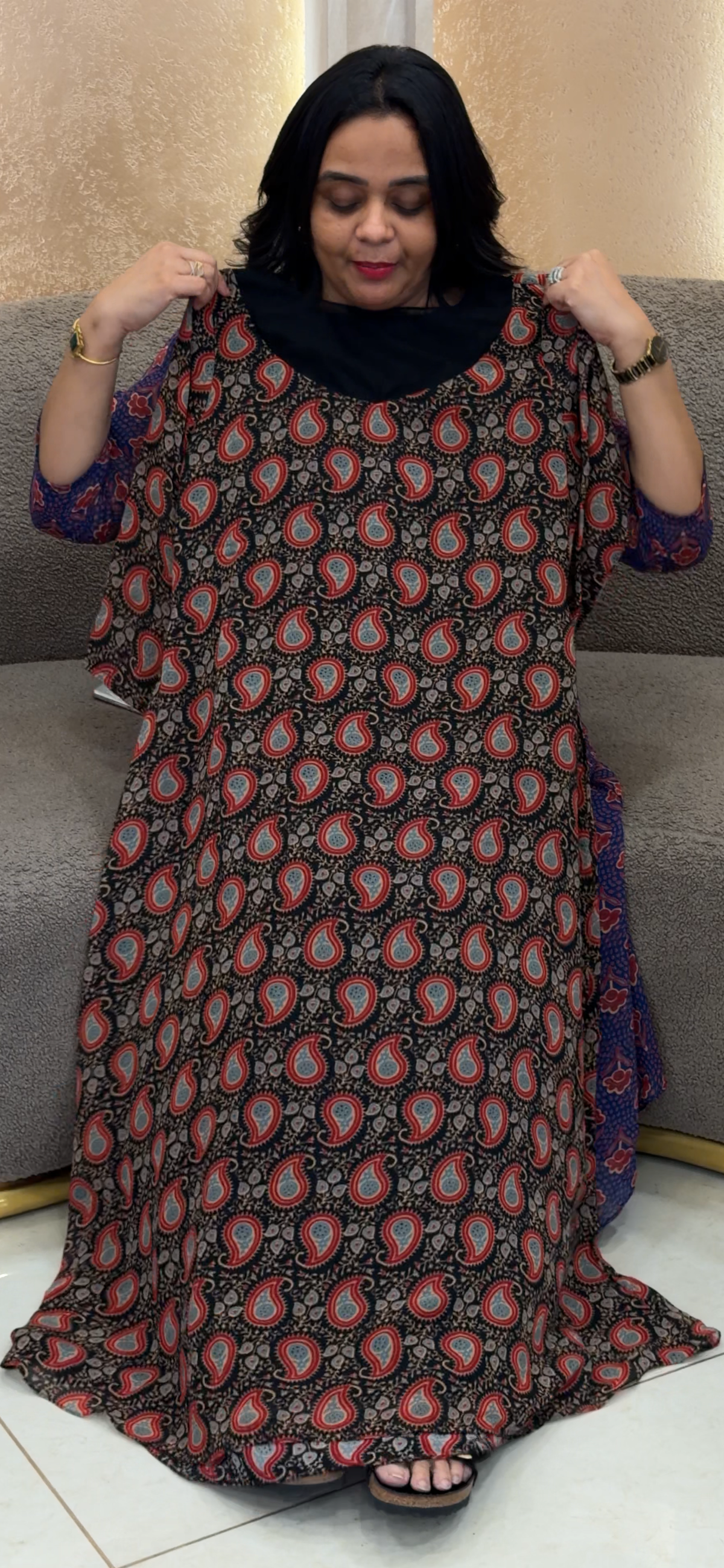 IHA'S IN-HOUSE PRINTED ALINE TOPS - IHA 35173