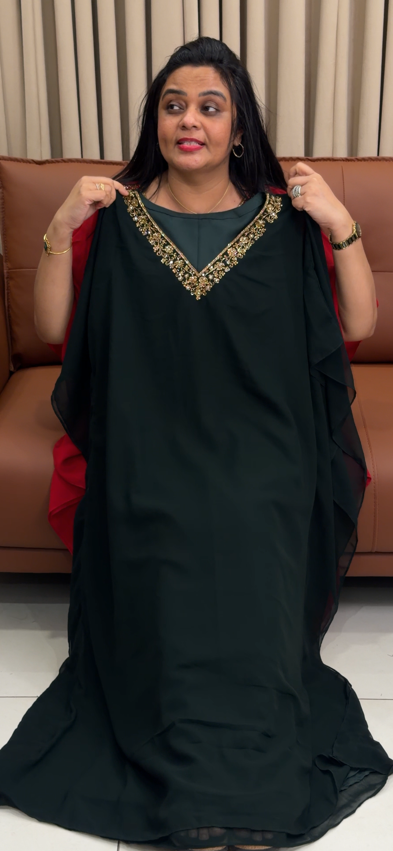IHA'S IN-HOUSE FAUX GEORGETTE KAFTAN TOPS - IHA 34904