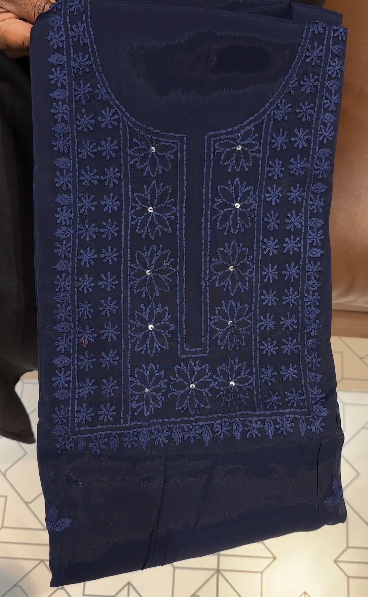LUCKNOWI CHIKANKARI UNSTITCHED SALWAR SUITS - IHA 35992