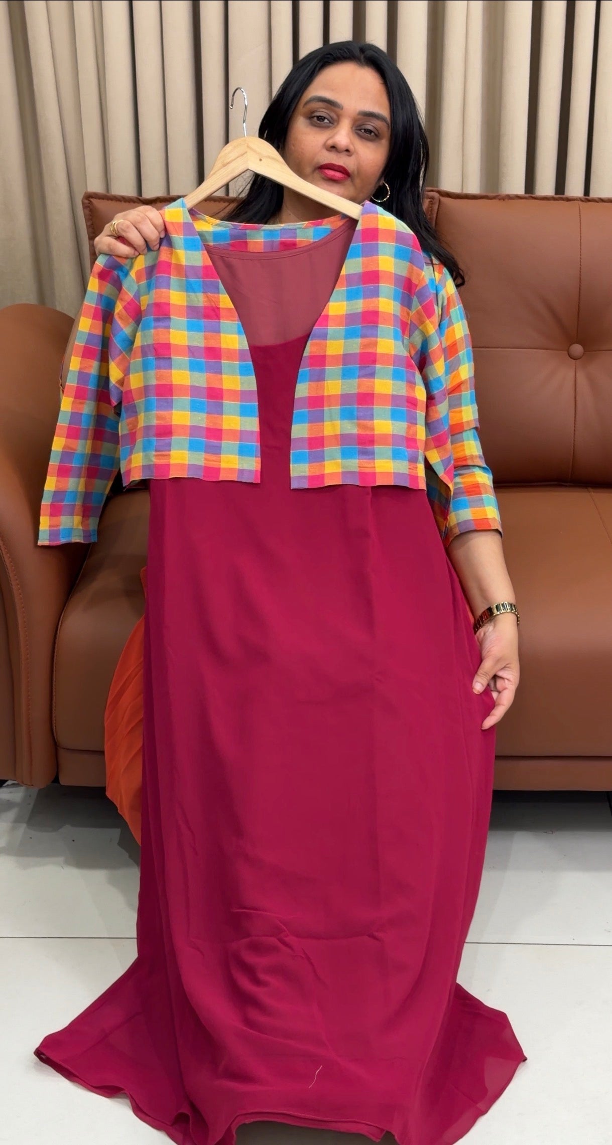 IHA'S IN-HOUSE GEORGETTE ALINE TOP AND JACKETS - IHA 34866