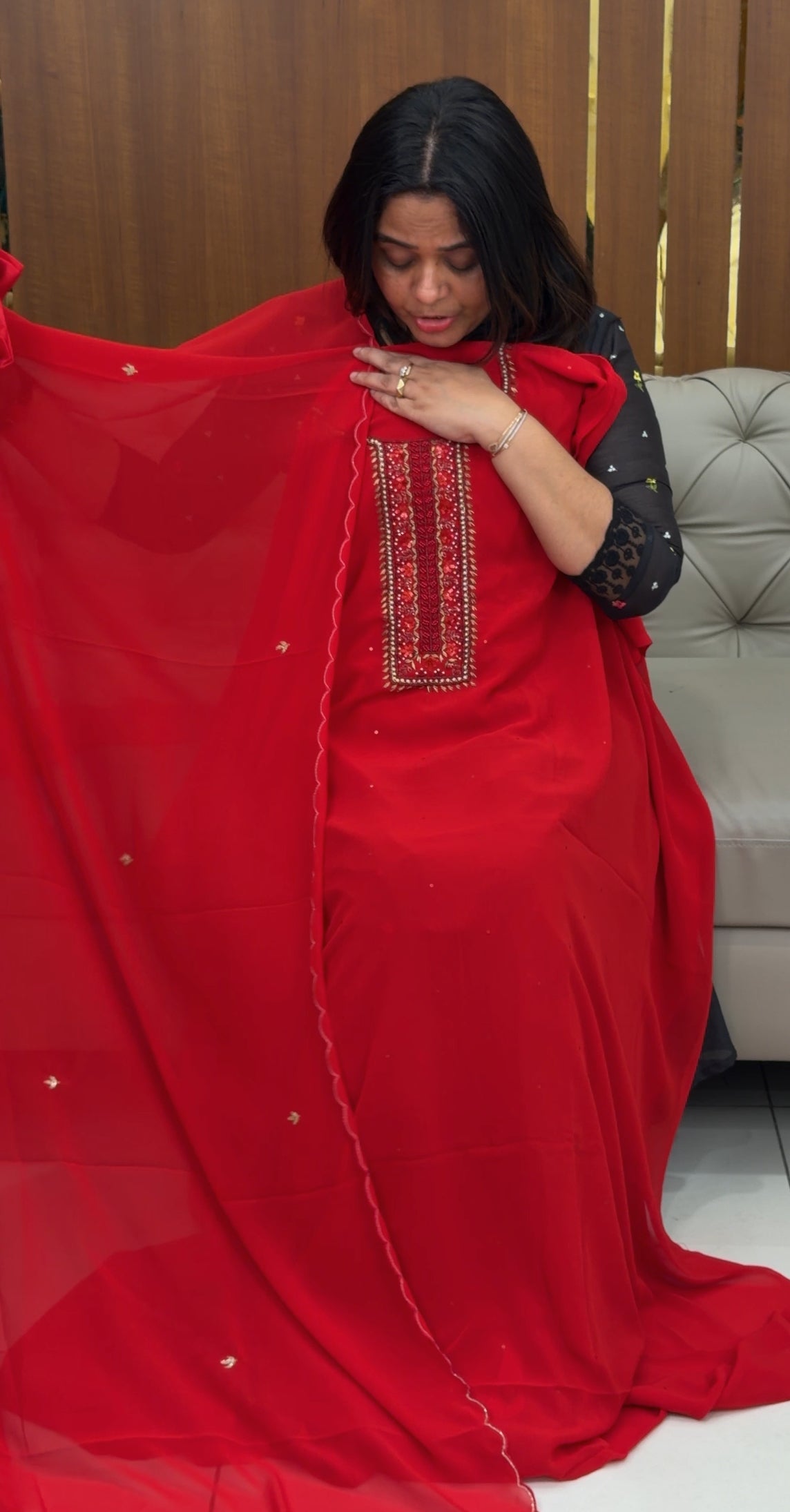 FAUX GEORGETTE UNSTITCHED SALWAR SUITS - IHA 29140