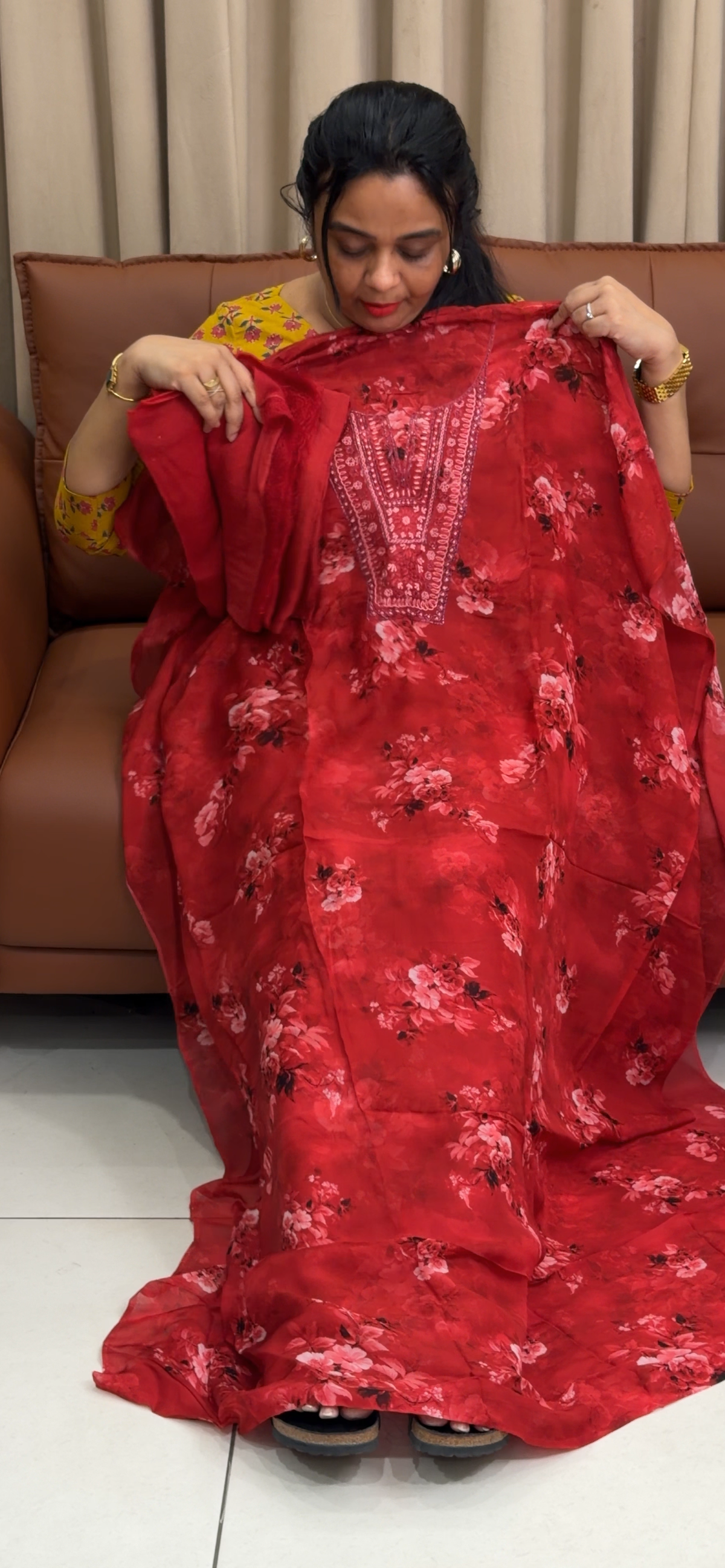 VISCOSE ORGANZA UNSTITCHED SALWAR SUITS - IHA 35433
