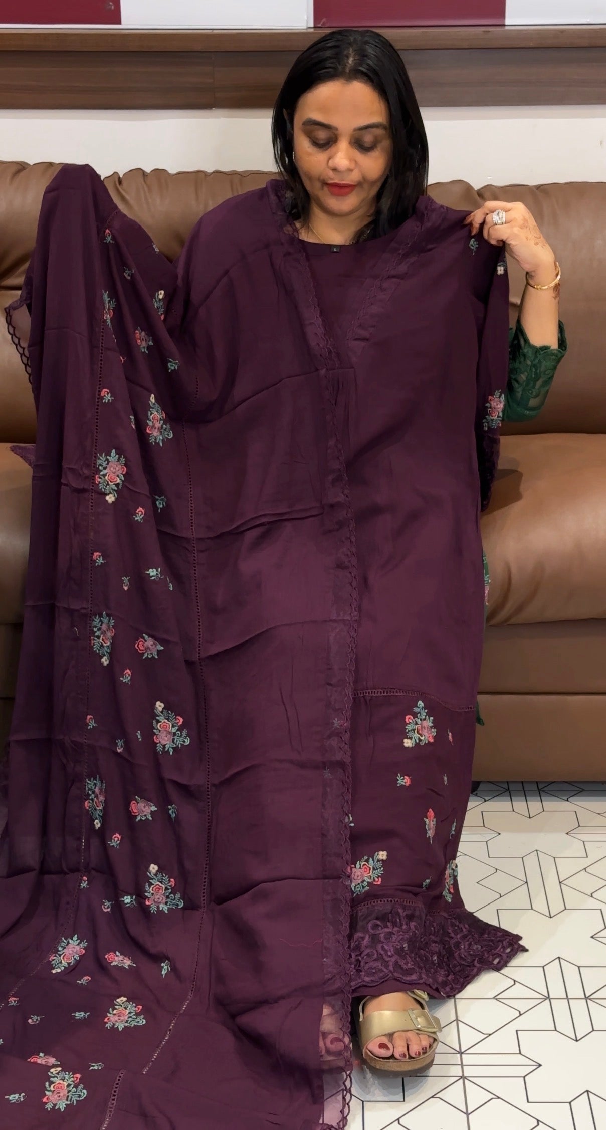 CRUSHED RAYON TOP,BOTTOM AND DUPATTA - IHA 31546