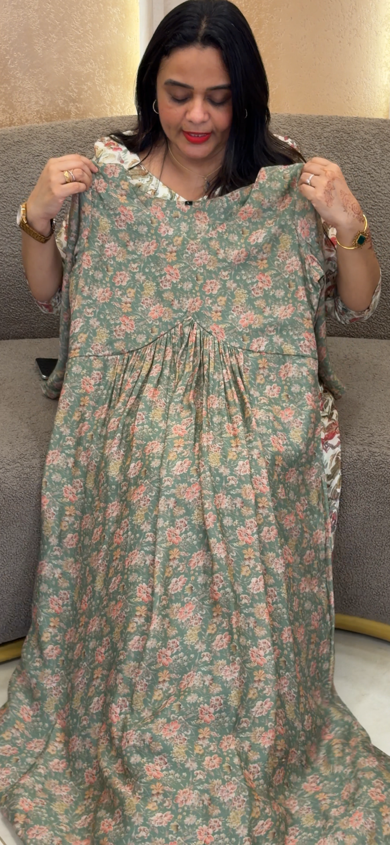 MUSLIN PRINTED LONG TOPS - IHA 33121