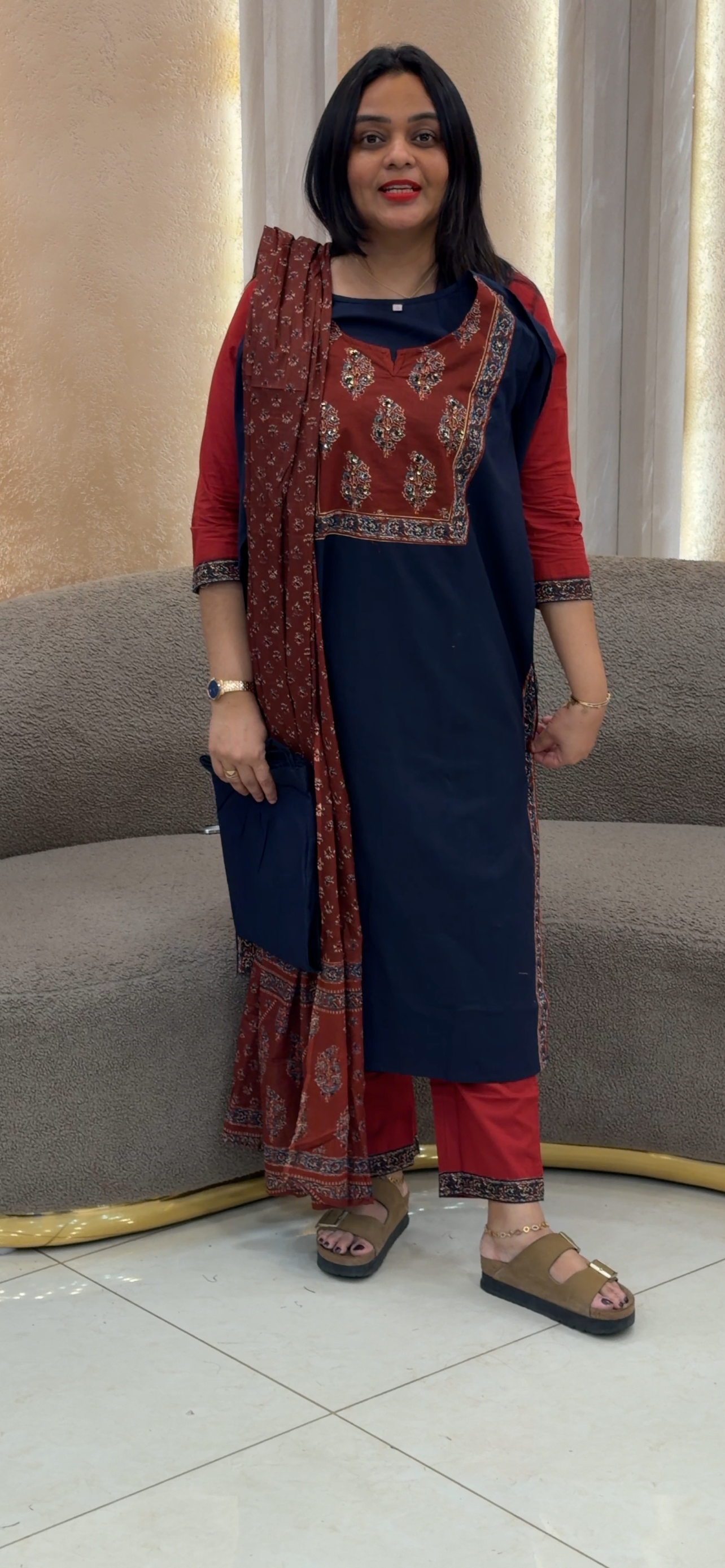 COTTON TOP, BOTTOM AND DUPATTA - IHA 32847