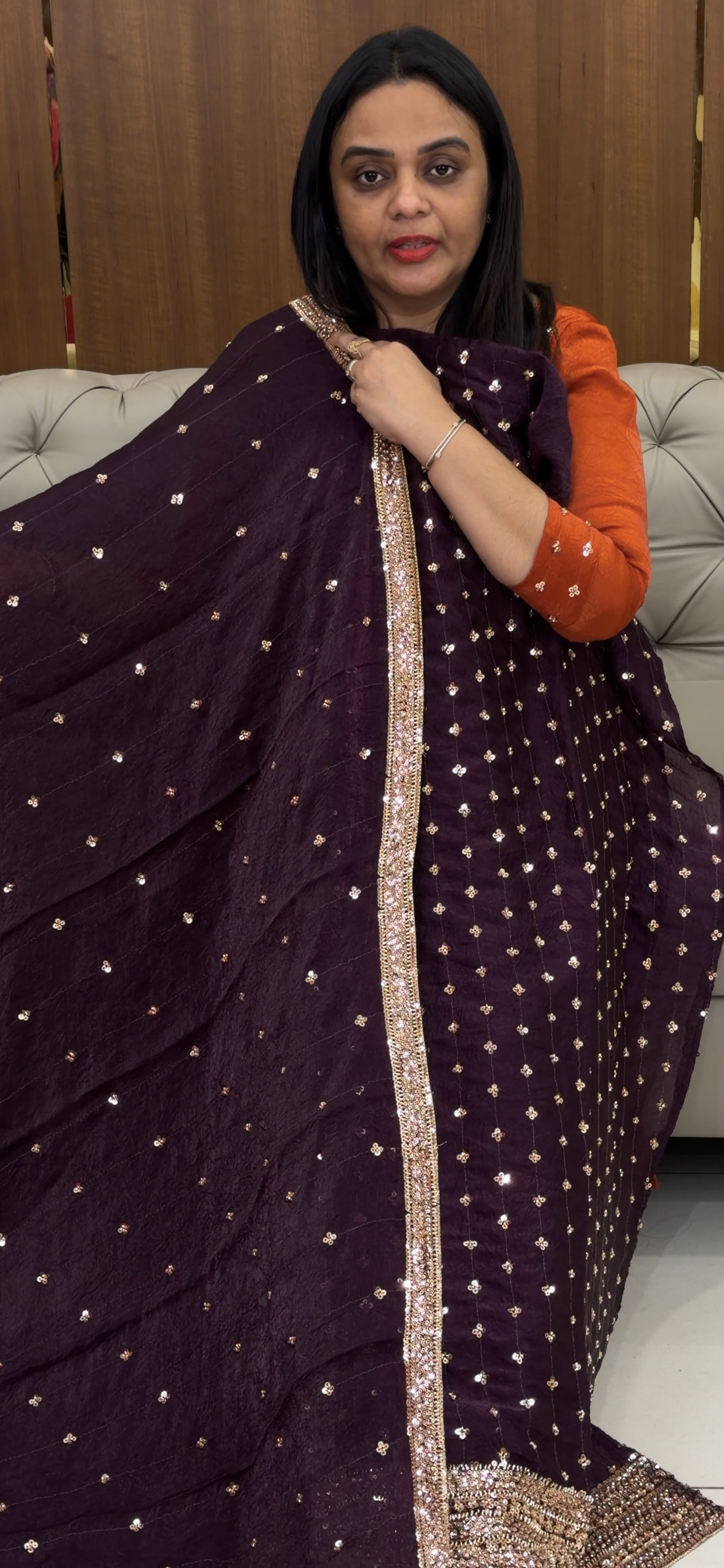 VELVET ORGANZA UNSTITCHED SALWAR SUITS - IHA 33322