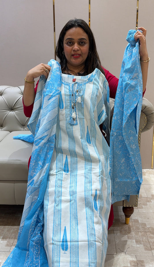 COTTON TOP, BOTTOM AND DUPATTA - IHA 21483