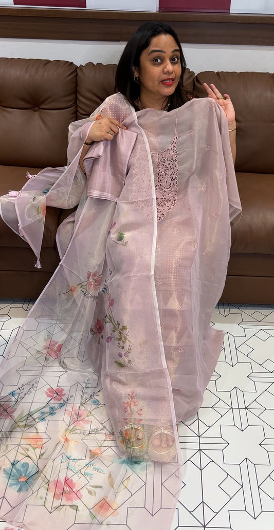 TISSUE UNSTITCHED SALWAR SUITS - IHA 22795