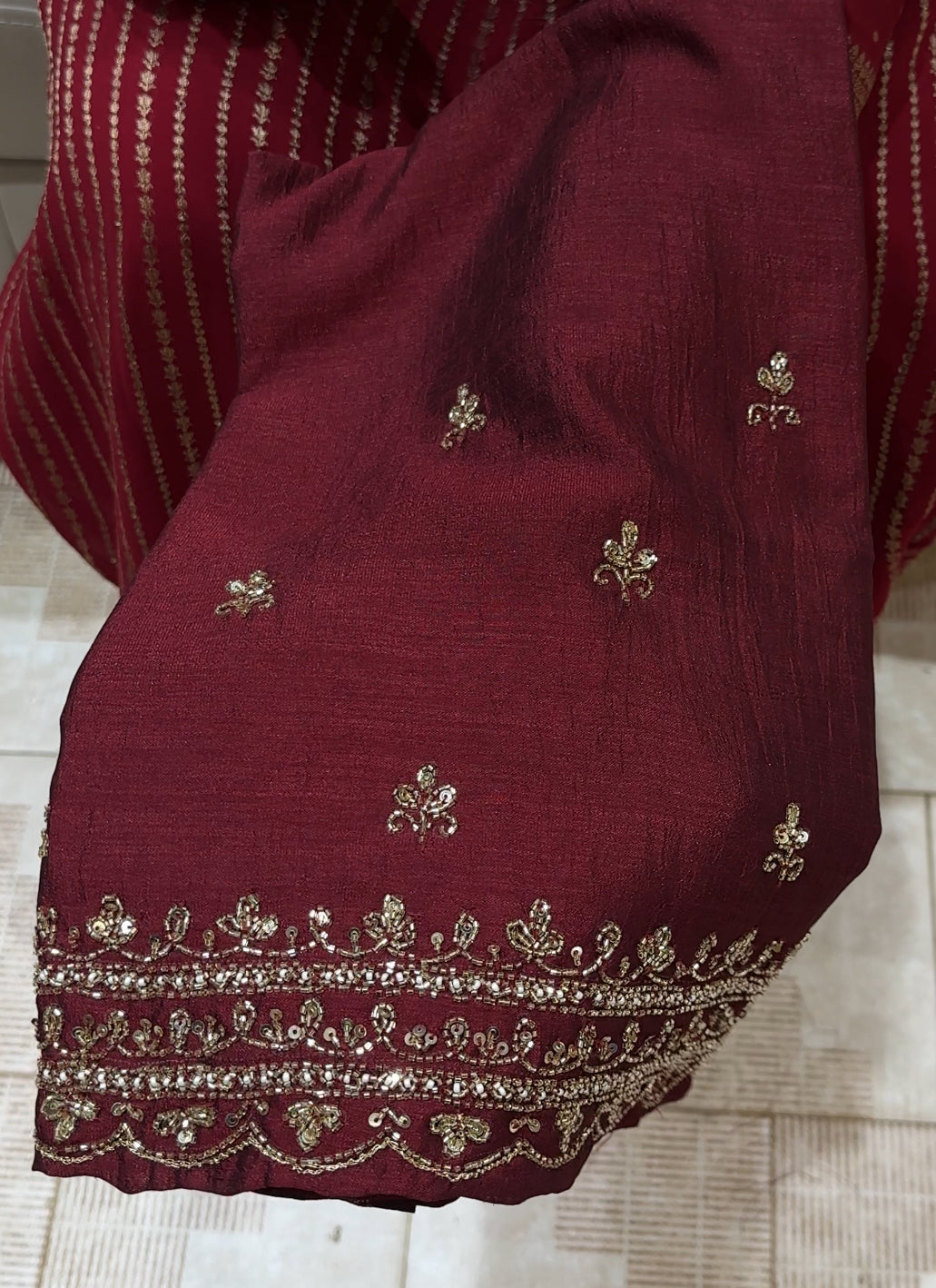 HAND WORKED BLOUSE MATERIAL - IHA 22260