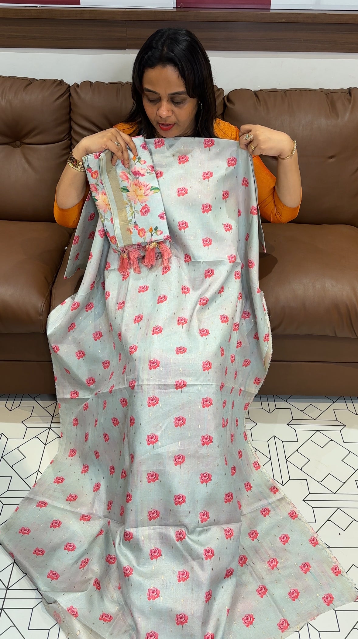 SEMI TUSSUR UNSTITCHED SALWAR SUITS - IHA 23538