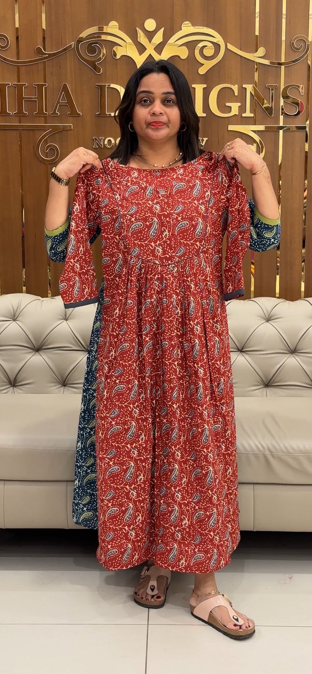 IHA'S IN-HOUSE COTTON PRINTED ALINE TOPS - IHA 27625