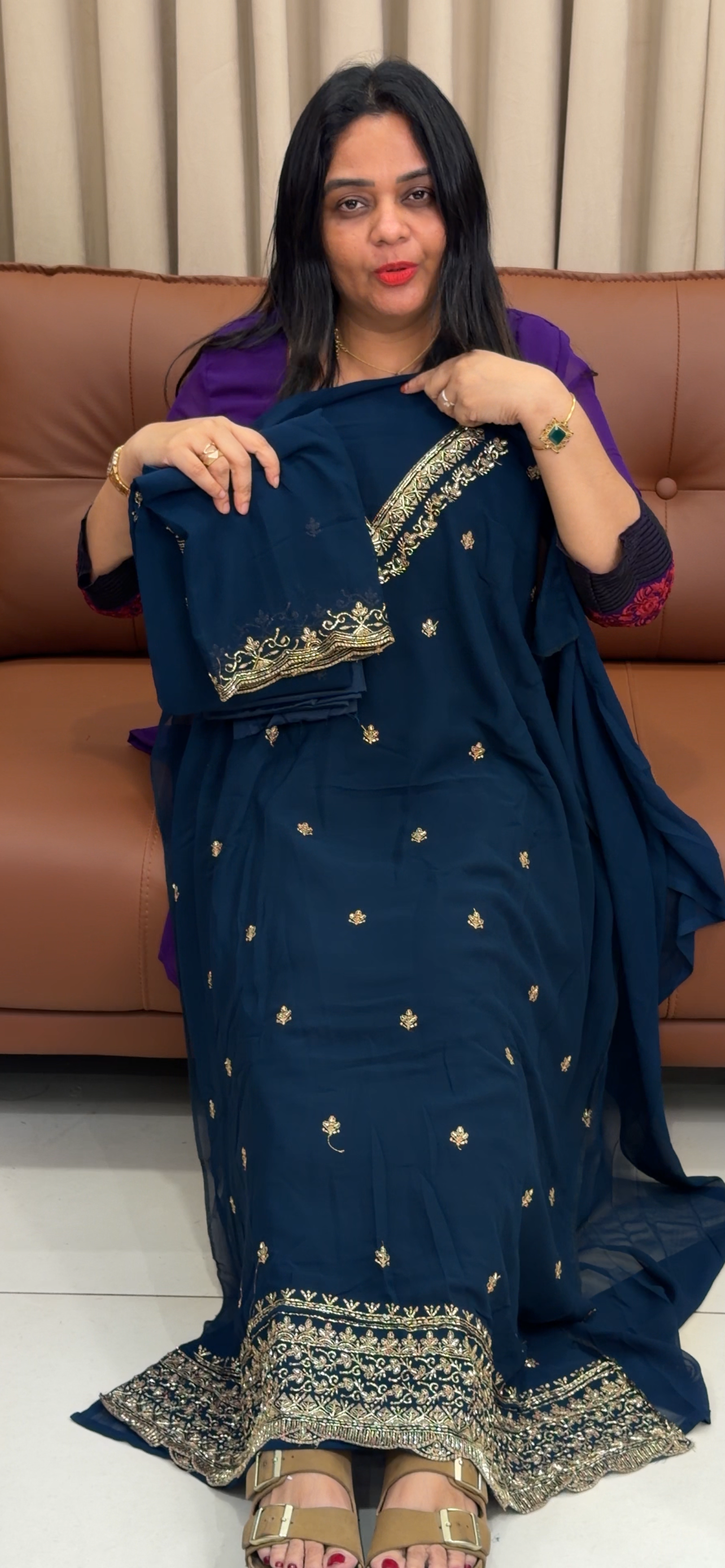 FAUX GEORGETTE UNSTITCHED SALWRA SUITS - IHA 33669