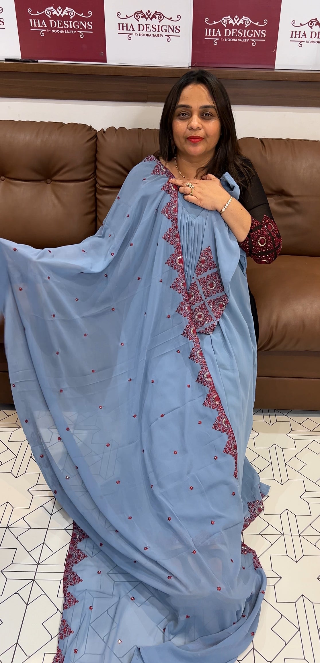 PARTY WEAR ALINE TOP,BOTTOM AND DUPATTA- IHA 23669
