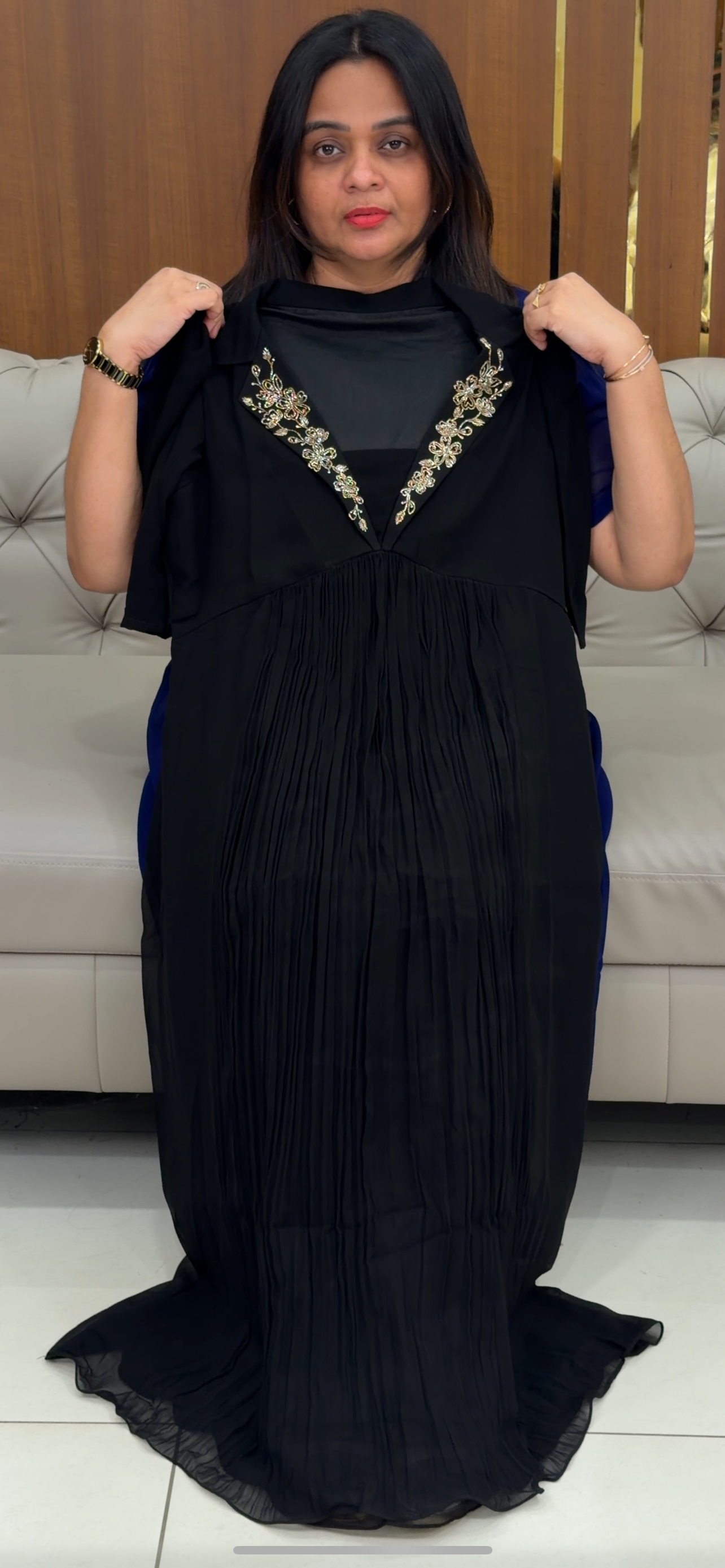 IHA'S IN-HOUSE FAUX GEORGETTE LONG A-LINE TOPS - IHA 29105