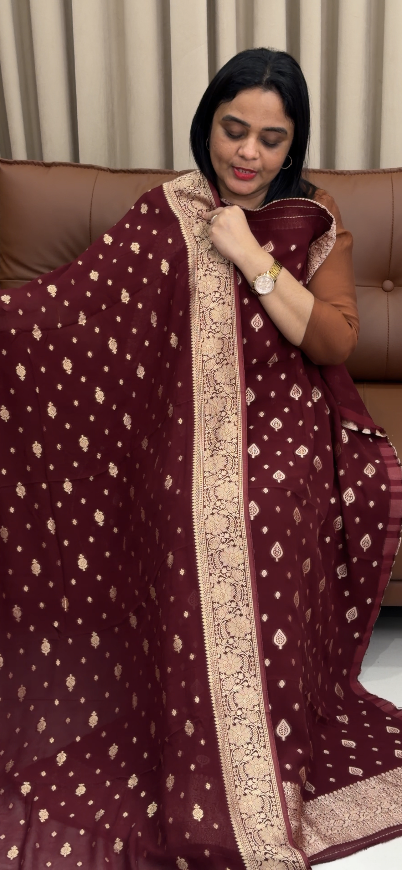 VISCOSE GEORGETTE BANARASI UNSTITCHED SALWAR SUITS - IHA 34264