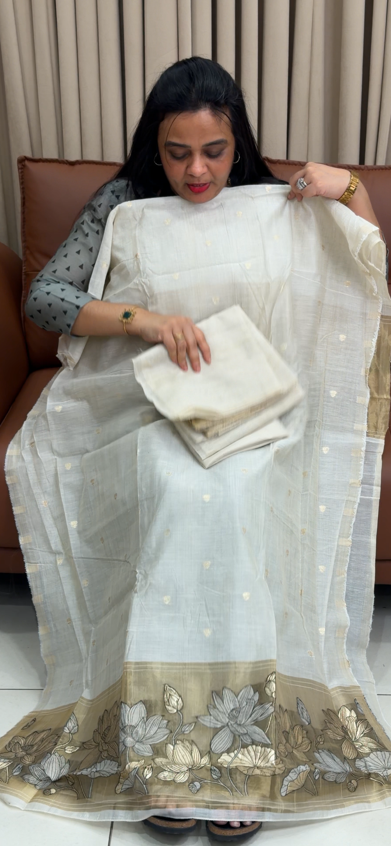MUL CHANDERI UNSTITCHED SALWAR SUITS - IHA 34815