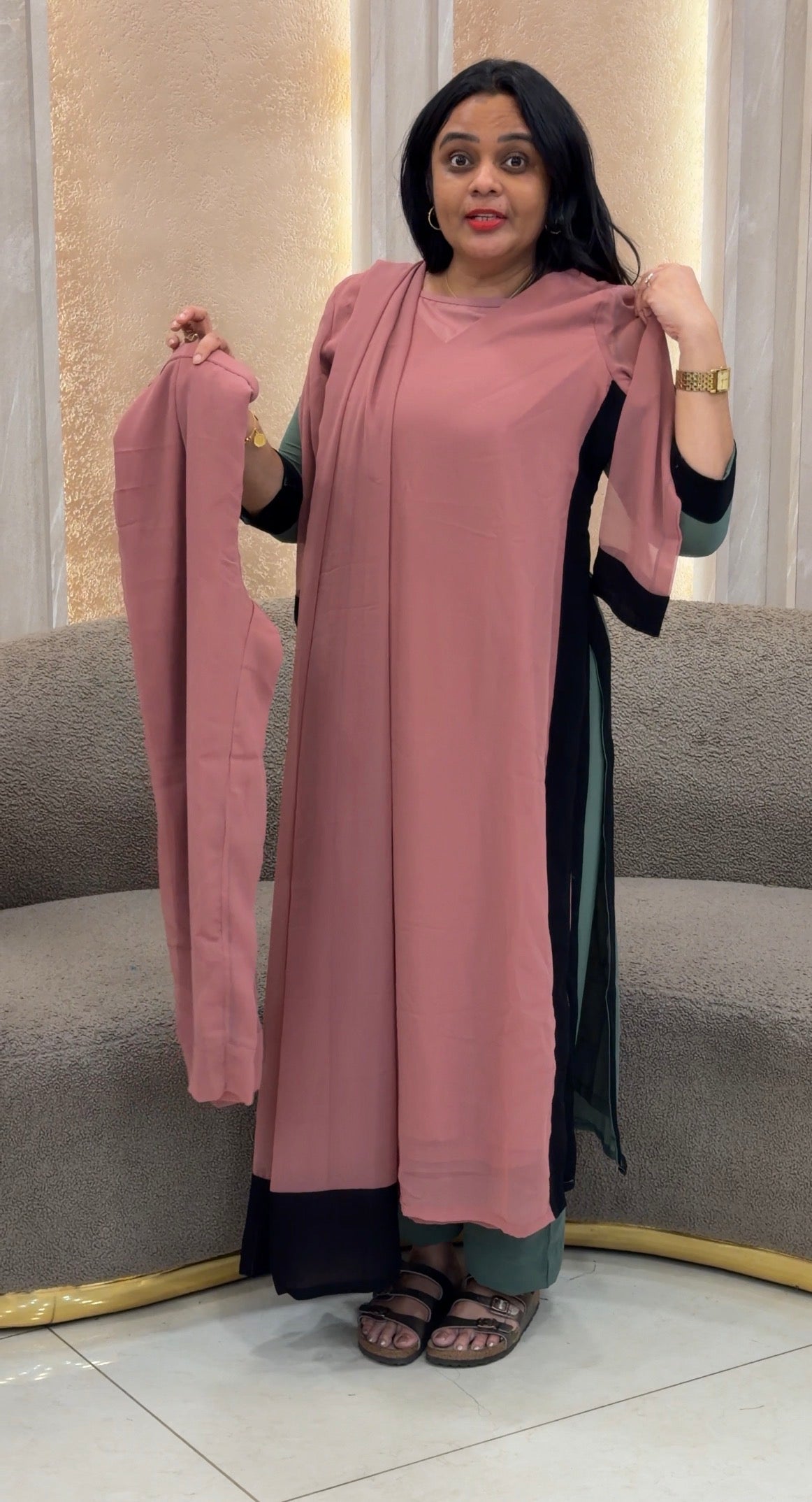 IHA'S IN-HOUSE GEORGETTE TOP,BOTTOM AND DUPATTA - IHA 35865