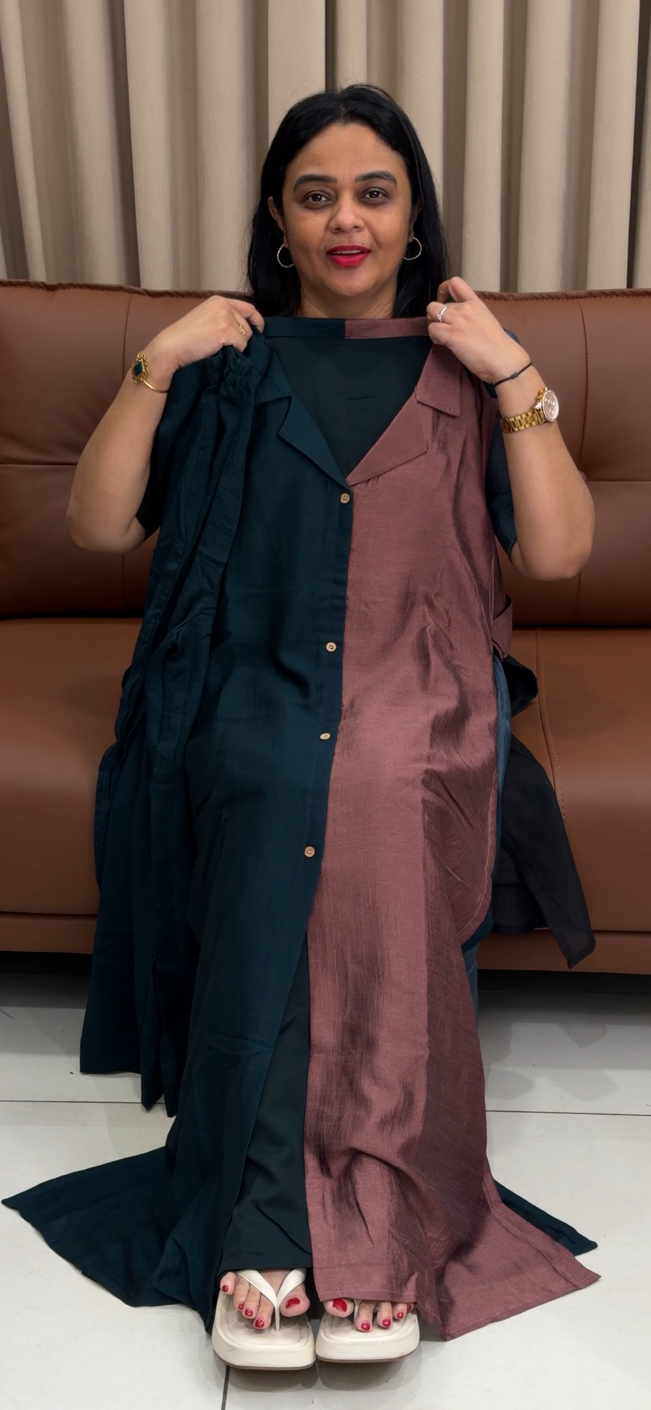 IHA'S IN-HOUSE SEMI RAW SILK CO-ORDS SETS - IHA 34309