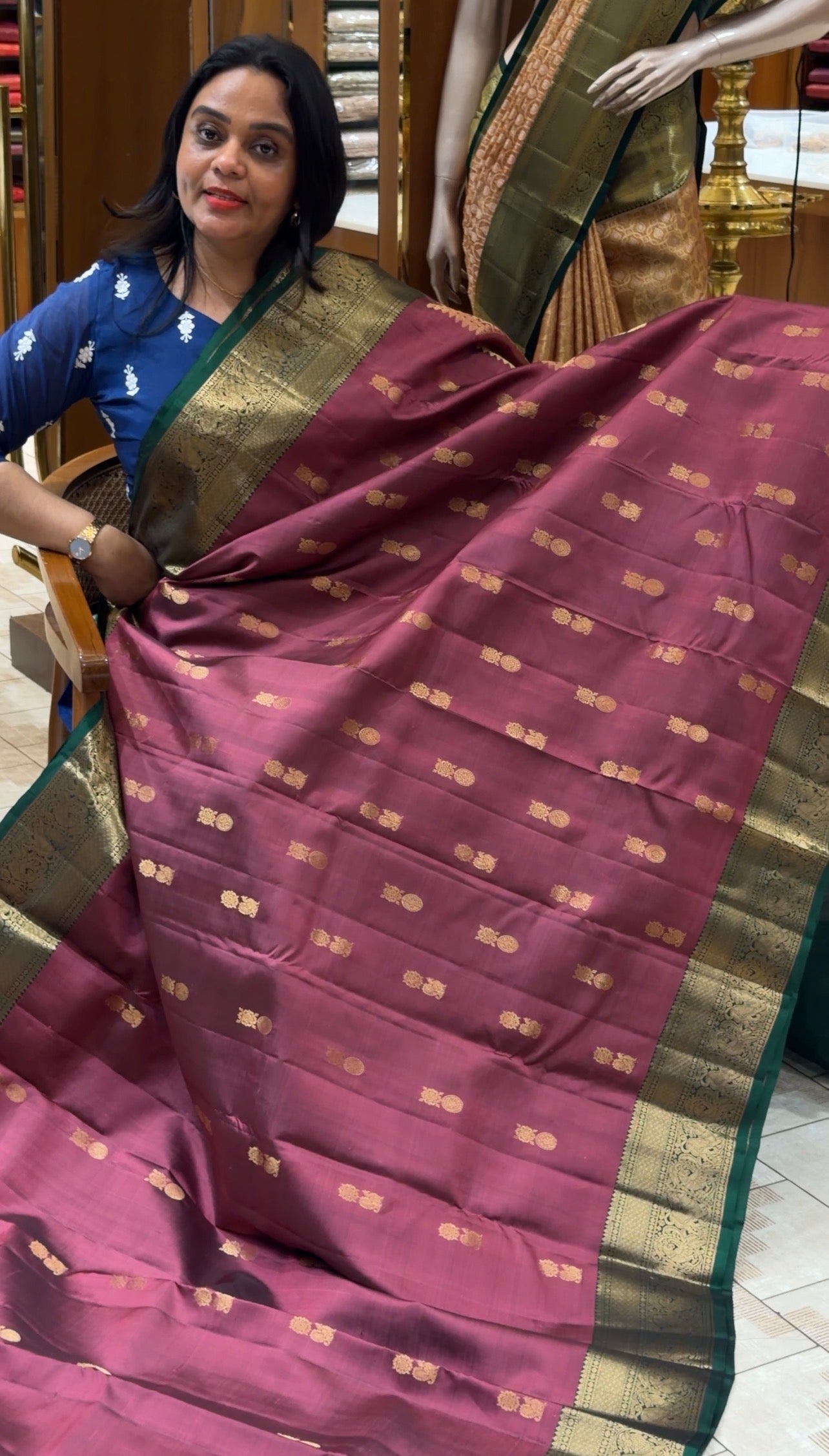 HANDLOOM KANCHIPURAM  SAREES - IHA 33550