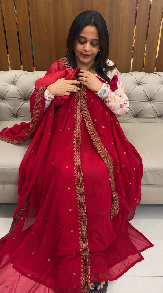 HAND WORKED UNSTITCHED SALWAR SUITS - IHA 26075