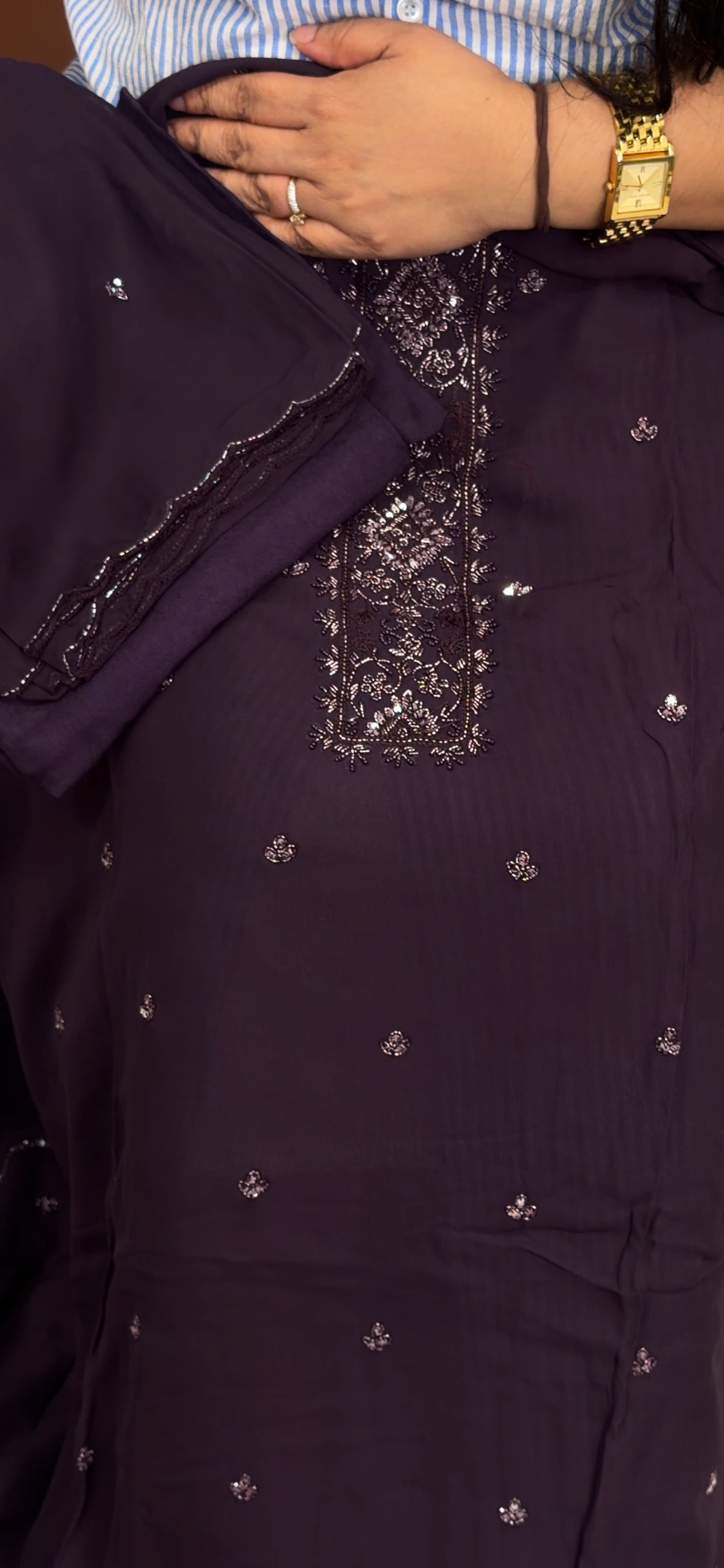 GEORGETTE HANDWORKED UNSTITCHED SALWAR SUITS - IHA 35931