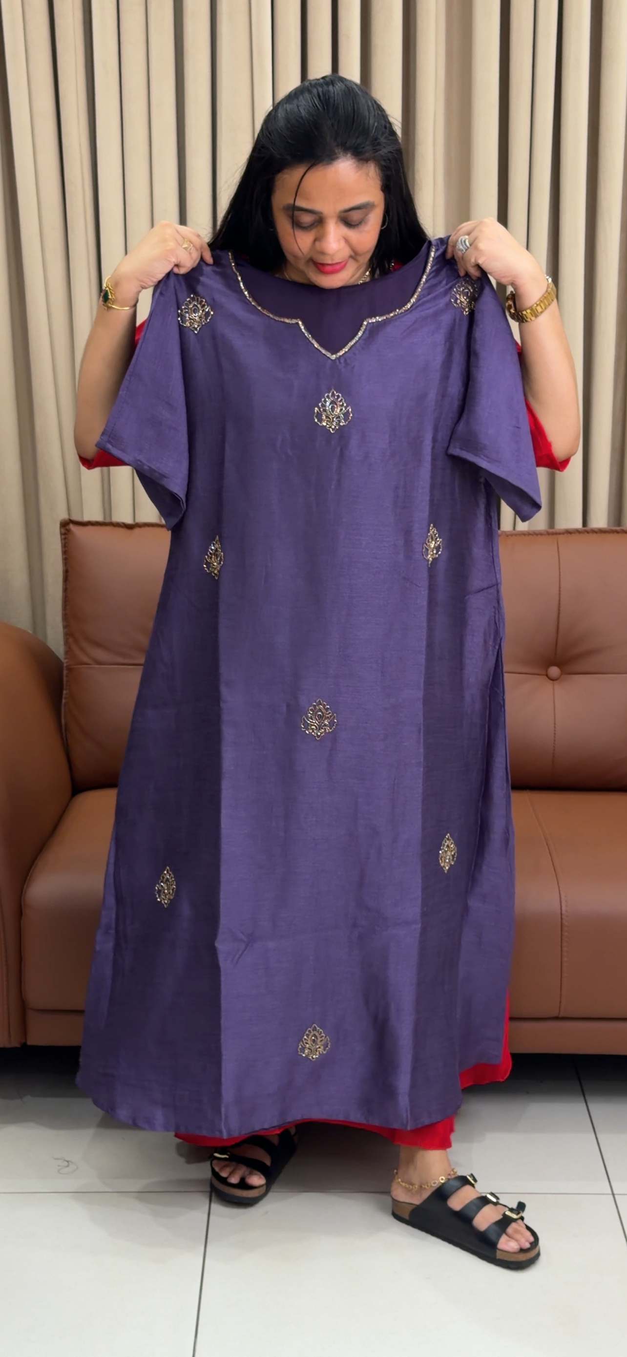 IHA'S IN-HOUSE SEMI RAW SILK TUNIC TOPS - IHA 34816