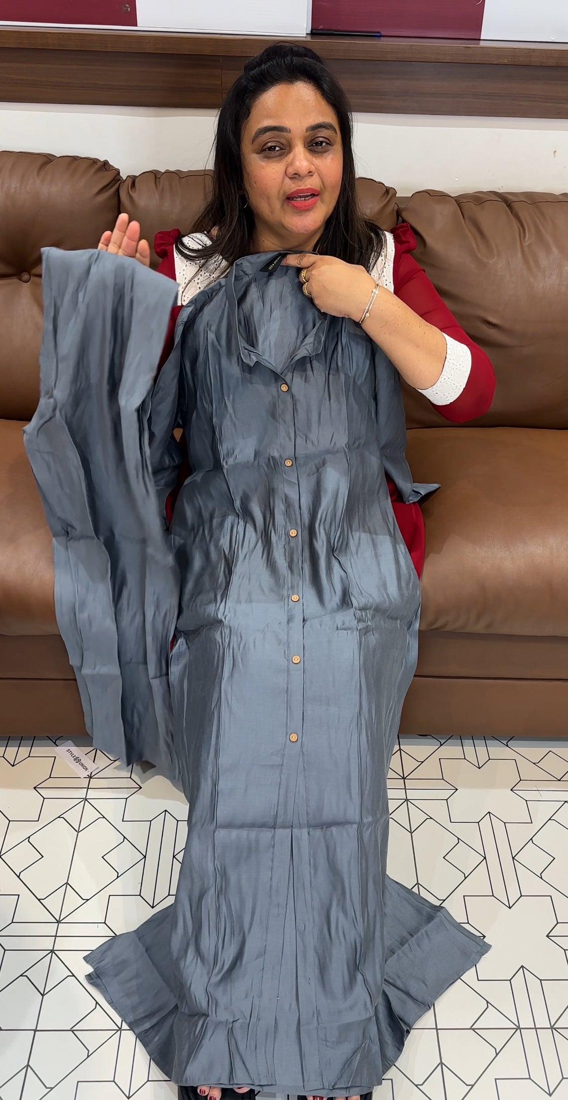 MUL CHANDERI LONG TOP AND BOTTOM - IHA 27846