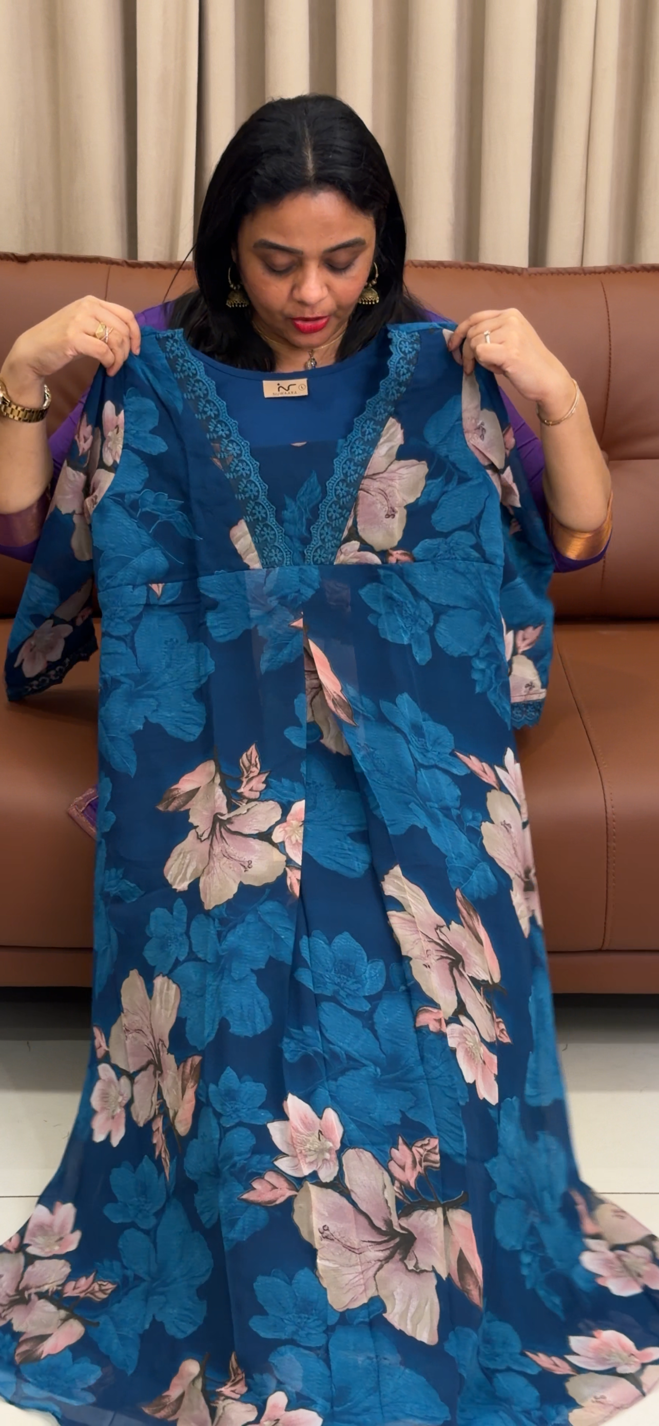 PRINTED LONG ALINE TOPS - IHA 33988