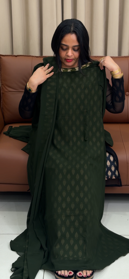 IHA'S IN-HOUSE GEORGETTE ALINE TOP AND DUPATTA - IHA 34030