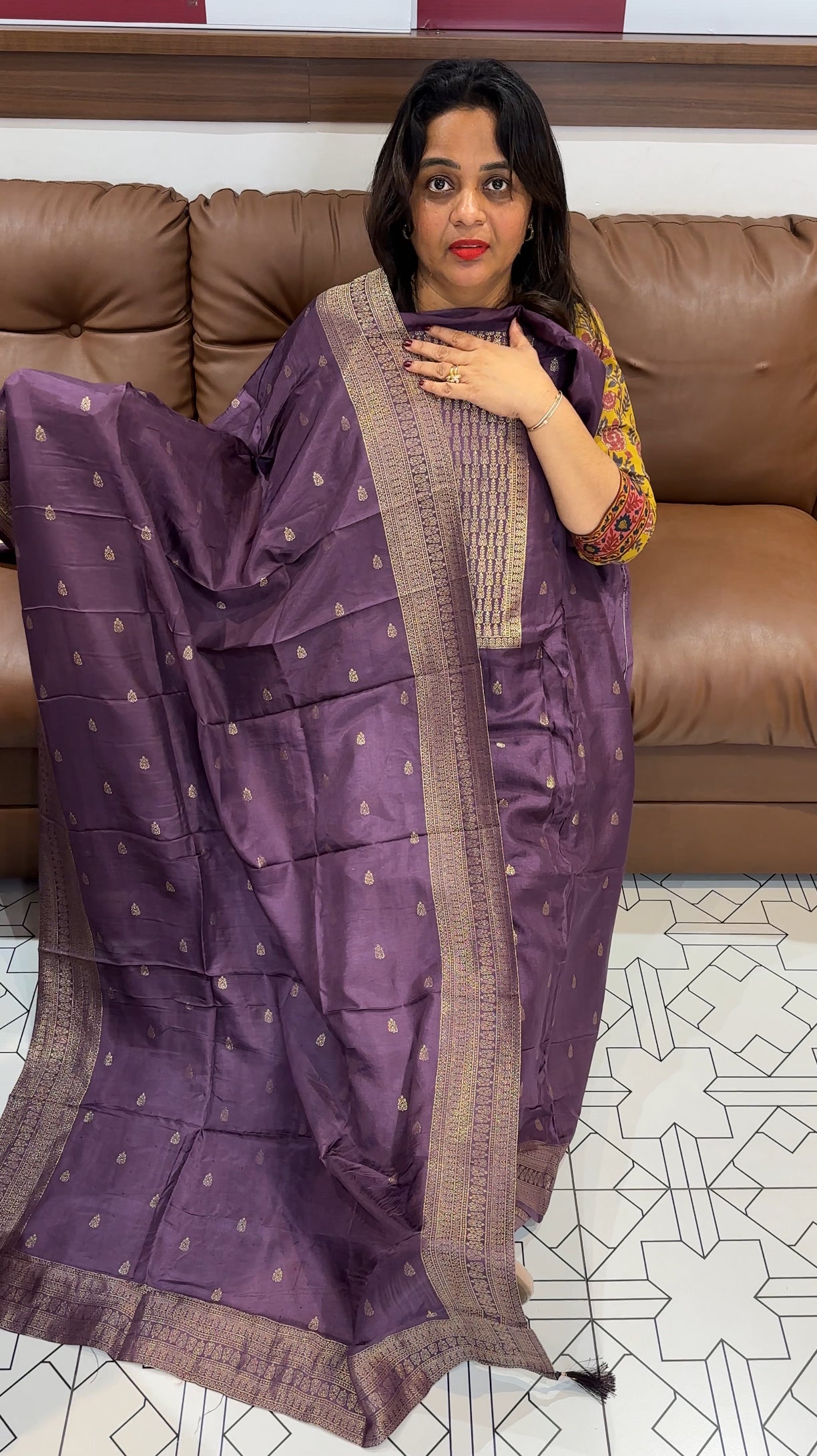 SILK DOLA BANARASI UNSTITCHED SALWAR SUITS - IHA 25522