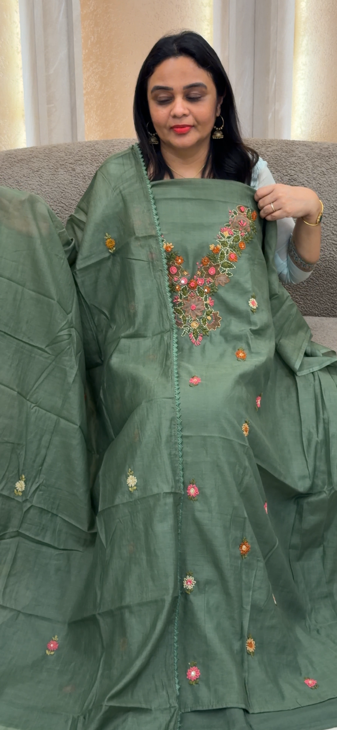 MUL CHANDERI UNSTITCHED SALWAR SUITS - IHA 33623