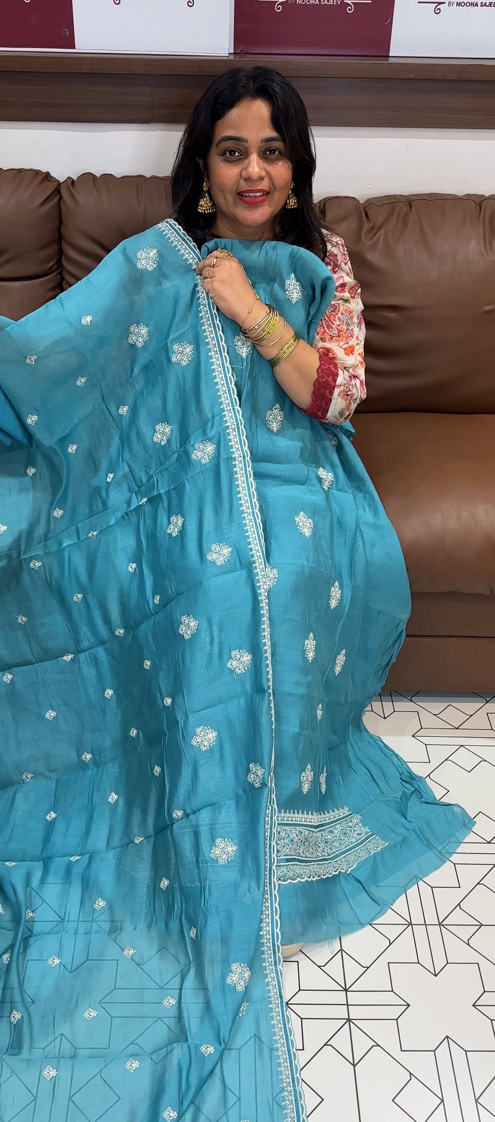 MALAI CHANDERI UNSTITCHED SALWAR SUITS - IHA 26144