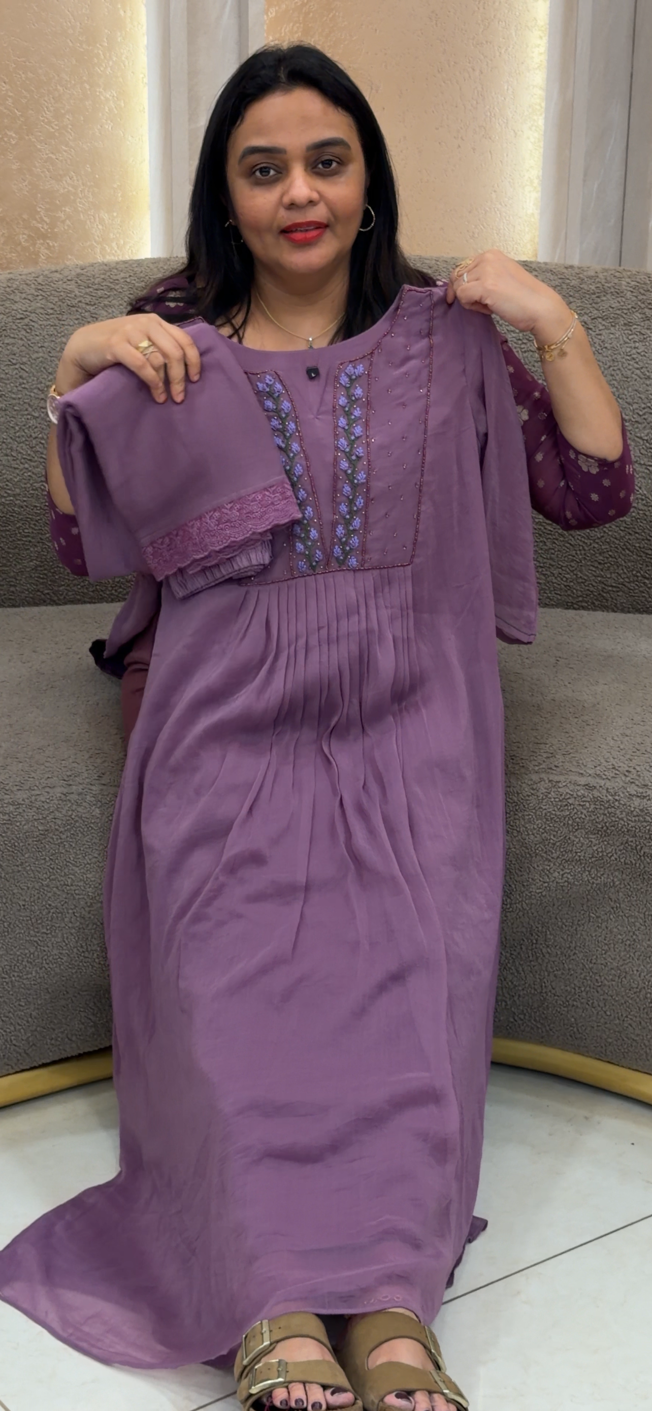 MUL CHIFFON TOP, BOTTOM AND DUPATTA  - IHA 32864