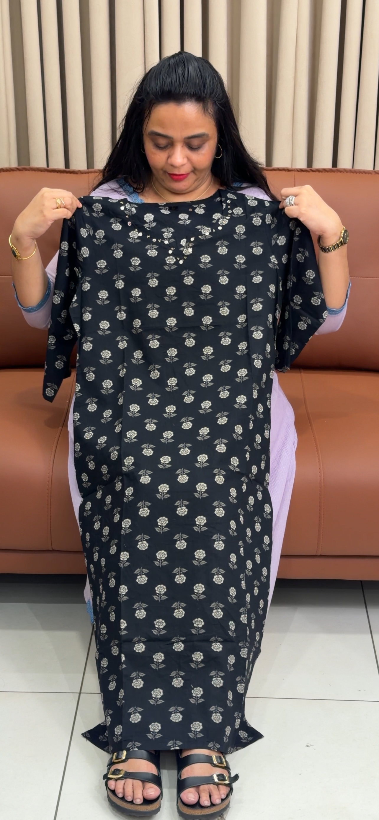 COTTON LONG SLITTED TOPS - IHA 34900