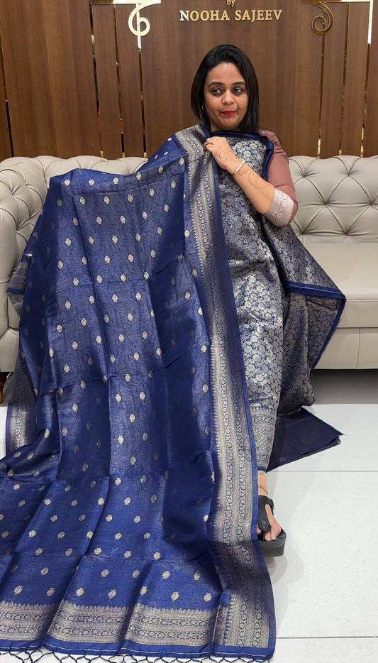 SEMI BANARASI UNSTITCHED SALWAR SUITS - IHA 23913