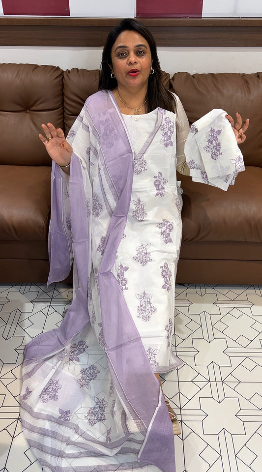 COTTON TOP, BOTTOM AND DUPATTA - IHA 24284