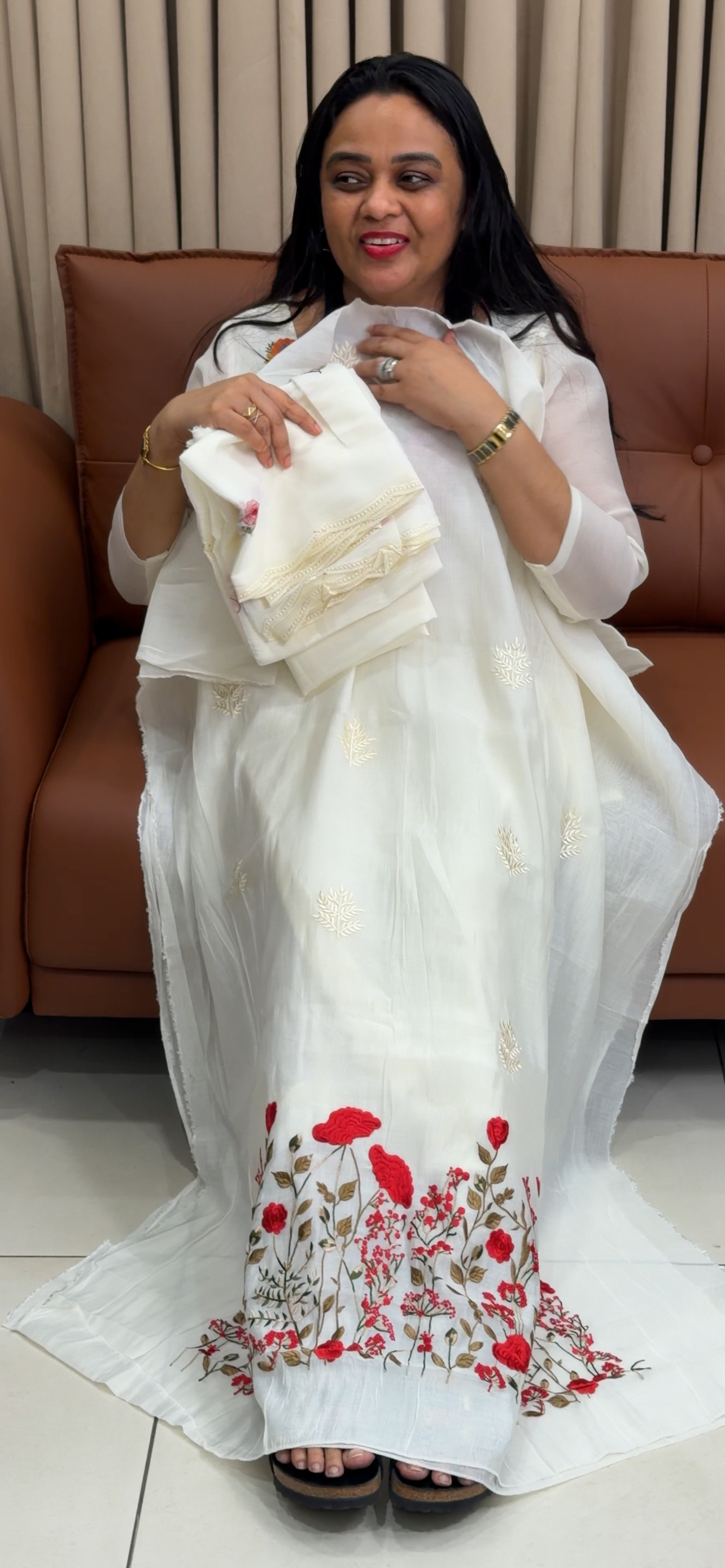 MALAI CHANDERI UNSTITCHED SALWAR SUITS - IHA 34892