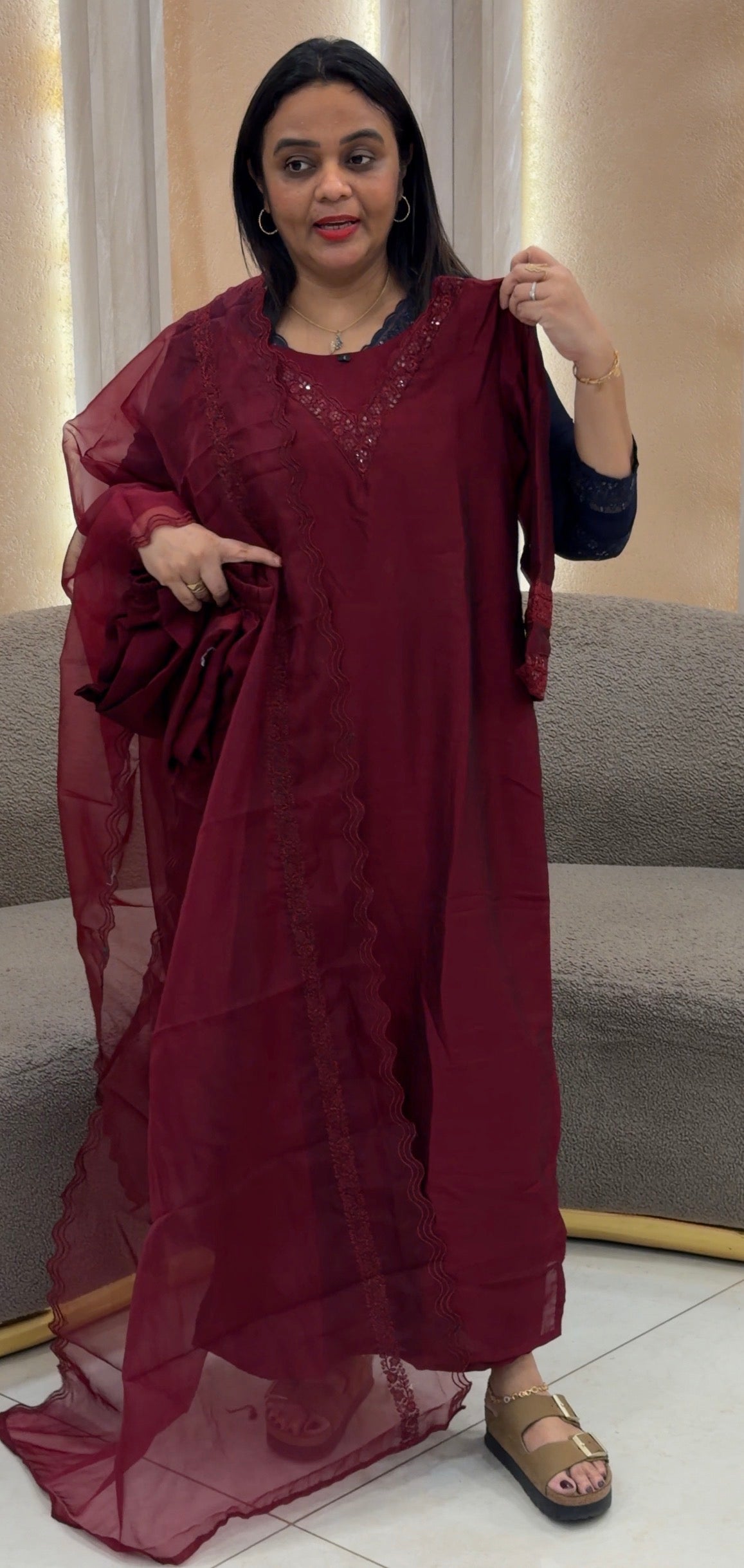 SEMI RAW SILK TOP ,BOTTOM AND DUPATTA - IHA 33209