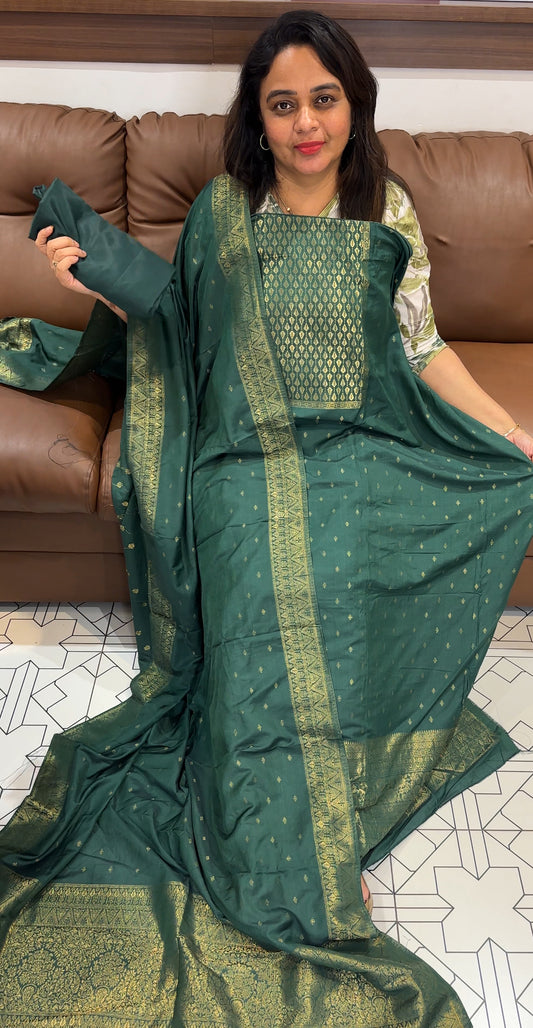 SEMI BANARASI UNSTITCHED SALAR SUITS - IHA 26306