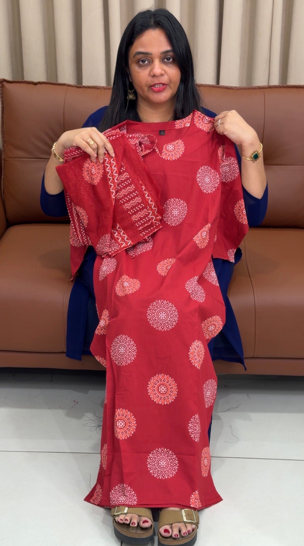 PRINTED COTTON TOP,BOTTOM AND DUPATTA - IHA 33631