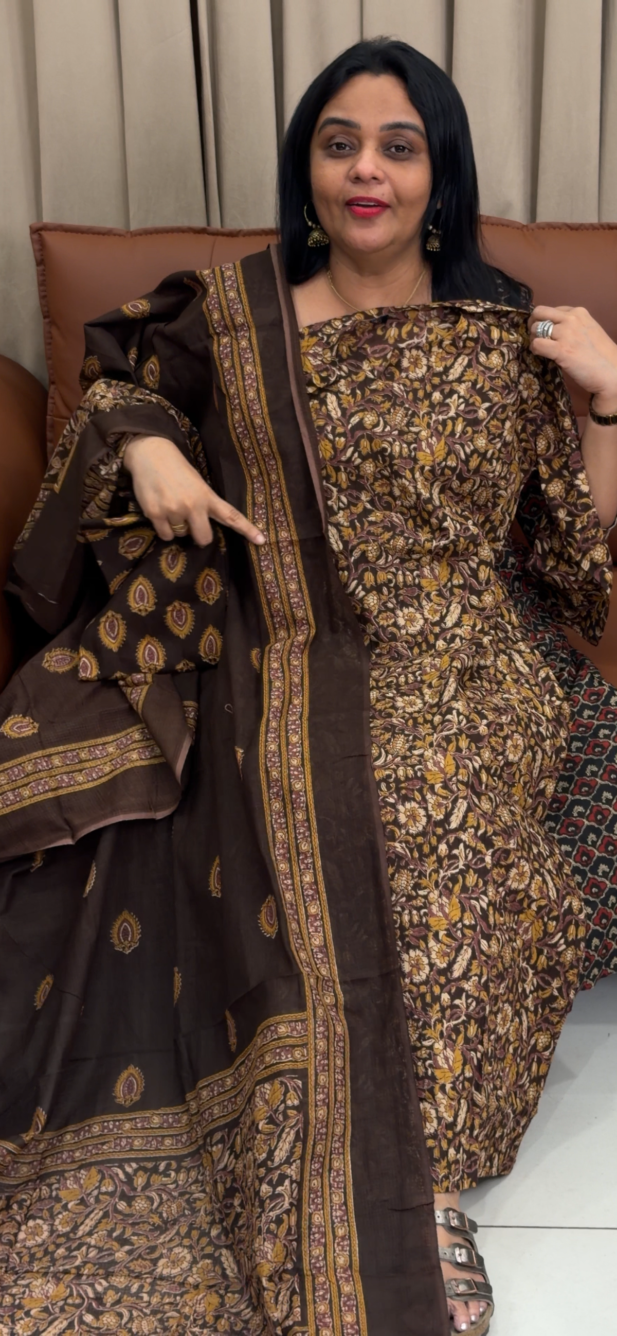PRINTED COTTON TOP, BOTTOM AND DUPATTA - IHA 35742