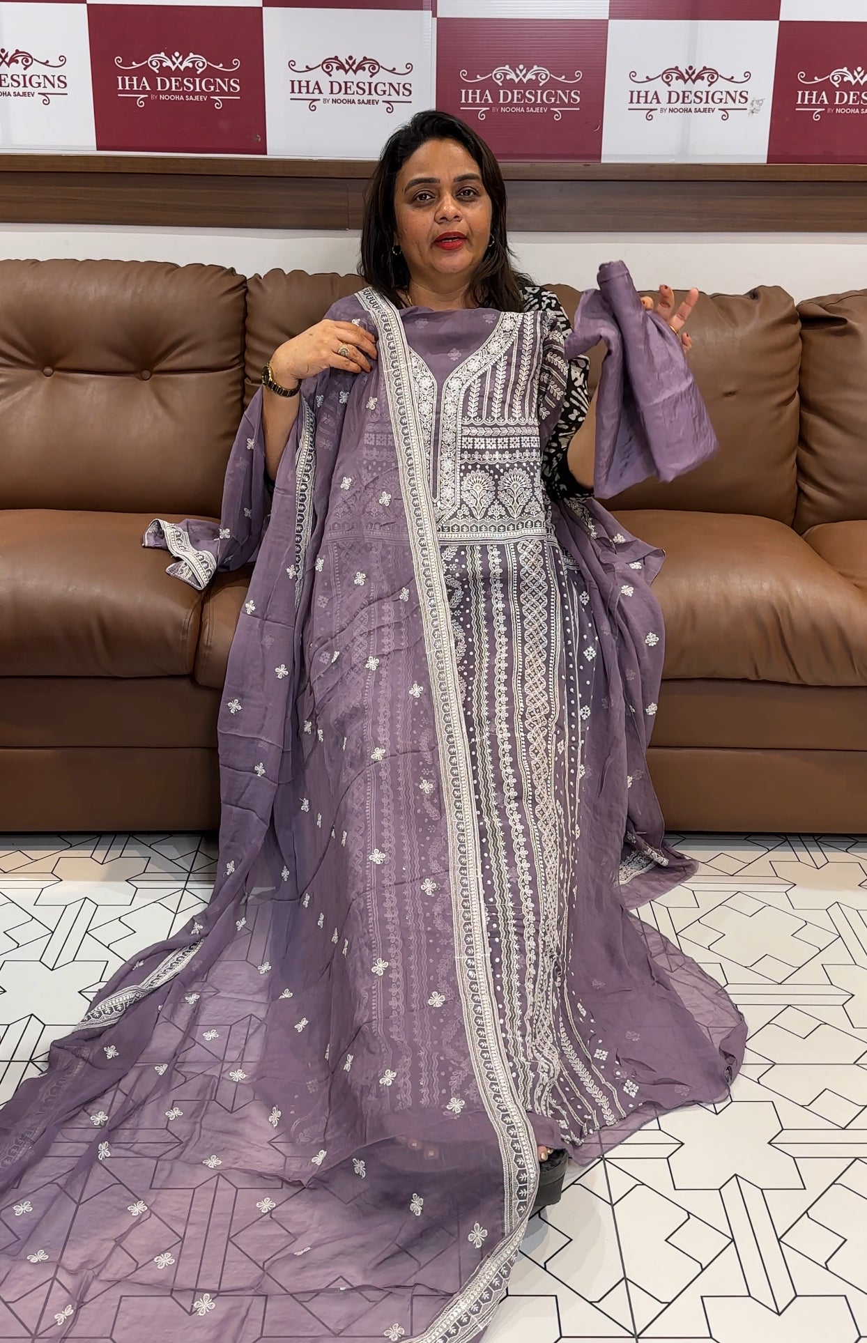 LUCKNOWI CHIKKANKARI UNSTITCHED SALWAR SUITS - IHA 24037