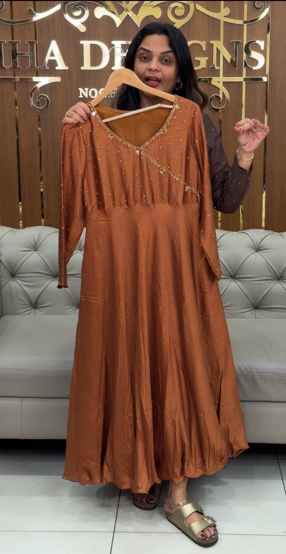 IHA'S IN-HOUSE SEMI RAW SILK ANARKALI TOPS - IHA 30681