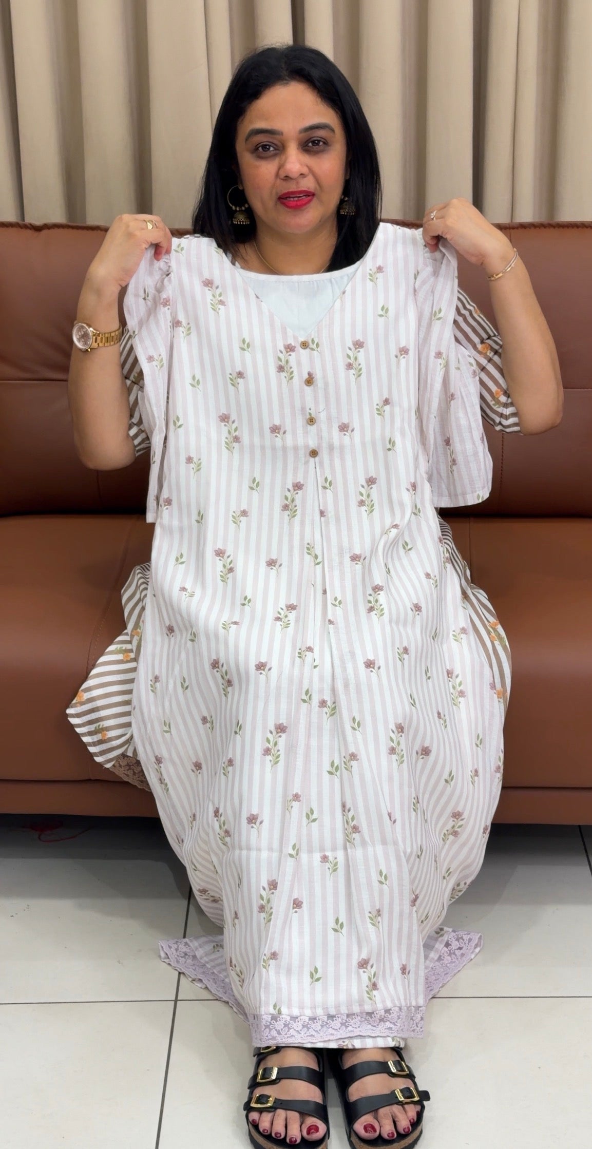 IHA'S IN-HOUSE PRINTED LINEN FROCKS - IHA 33961