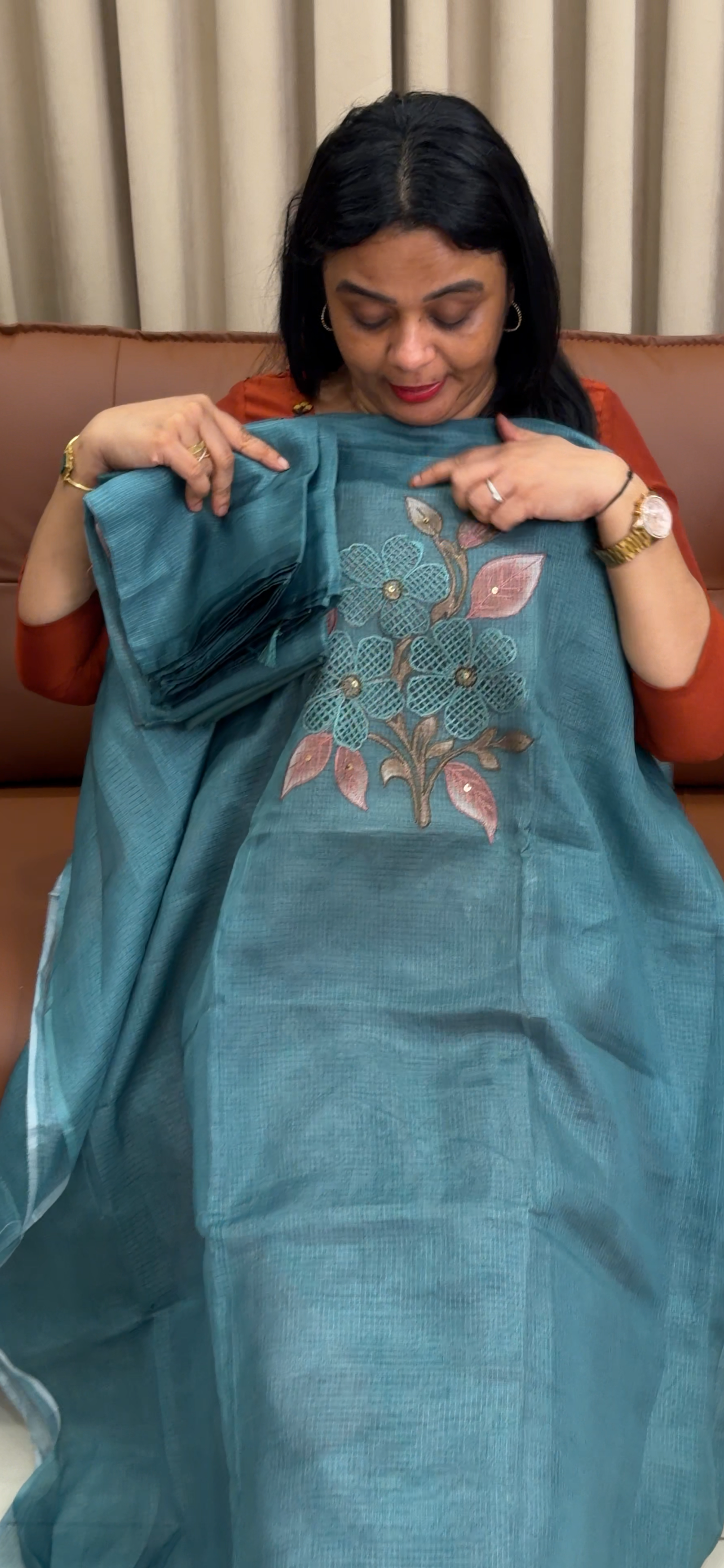 SILKY KOTA UNSTITCHED SALWAR SUITS - IHA 34335