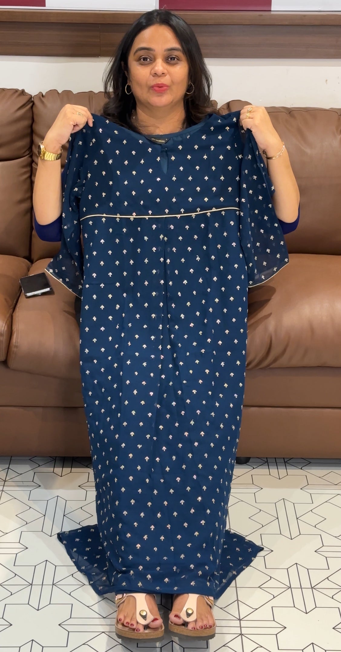 GEORGETTE LONG A-LINE TOPS - IHA 28063