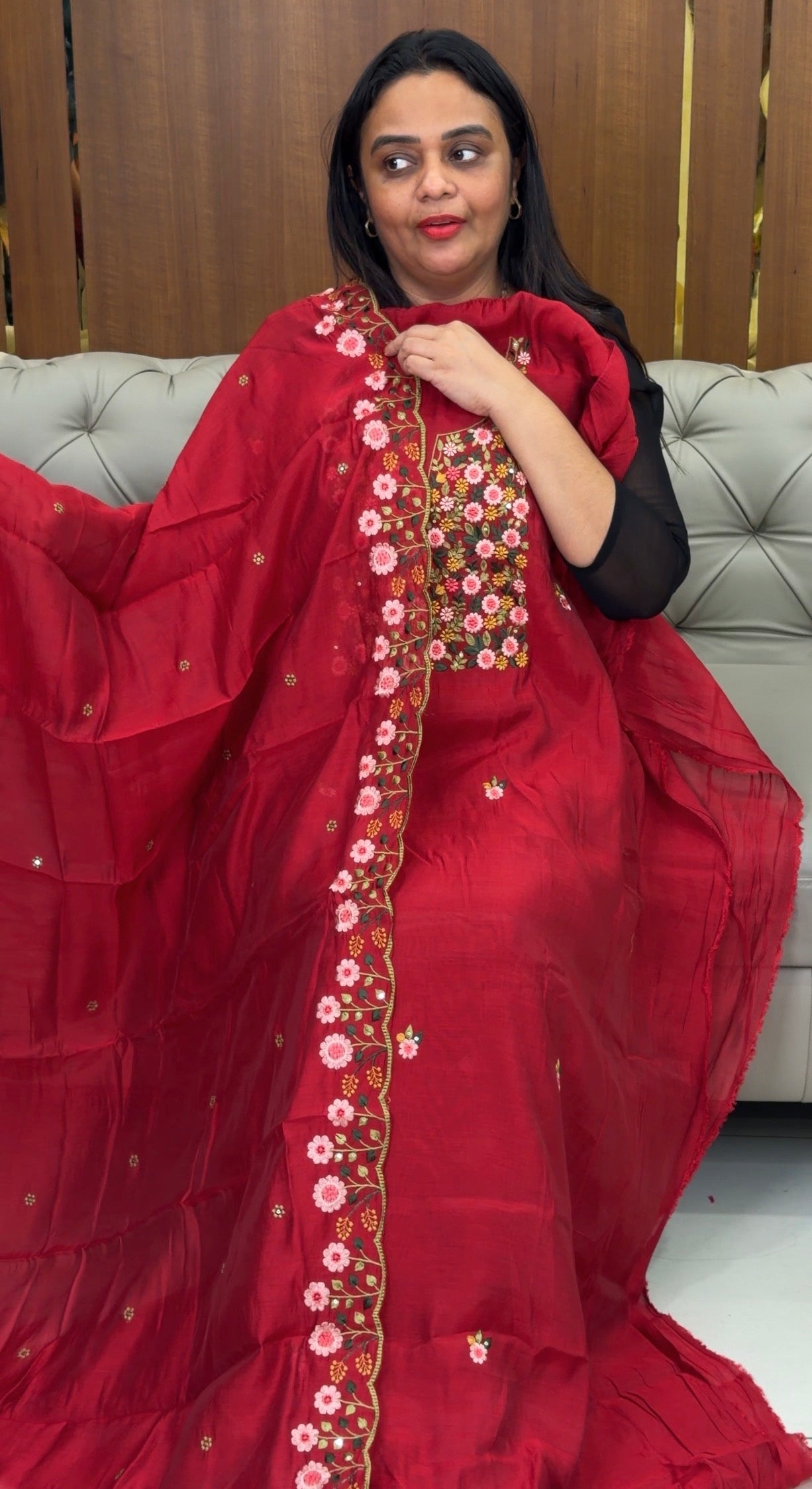 MUL CHANDERI UNSTITCHED SALWAR SUITS - IHA 33253