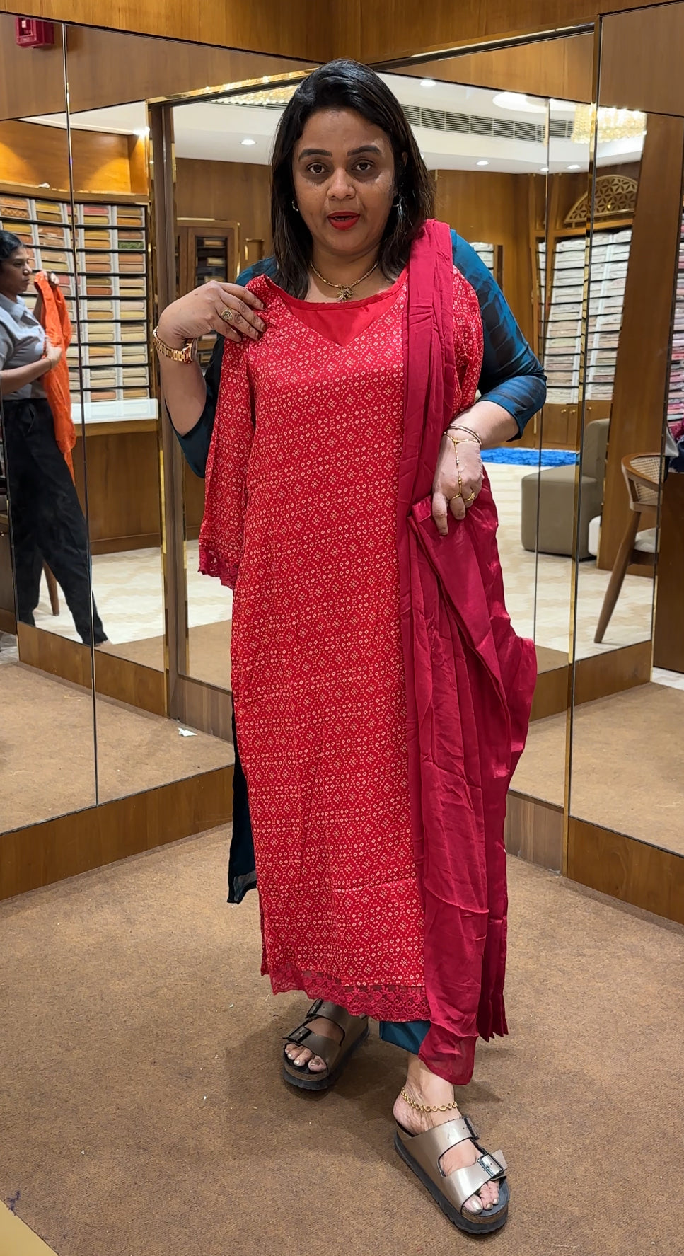 PLATINUM CHIFFON LONG SLITTED TOP, BOTTOM AND DUPATTA - IHA 24621